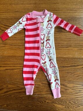 Dr. Seuss 3-6 m Pink Red Striped Candy-Cane Footless One-Piece Hanna Andersson